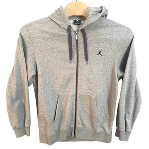 Jordan Brand Mens Full Zip Fleece Hoodie Gray Jumpman Logo Size Large